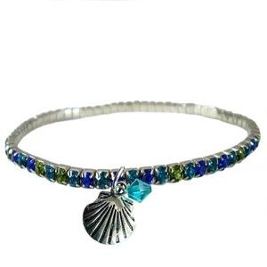Sparkly Stretch Beach 9" Anklet ~ Shell Charm